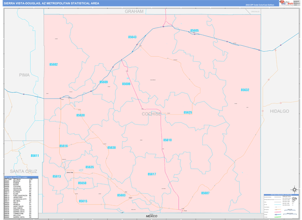 Sierra Vista-Douglas Metro Area Wall Map